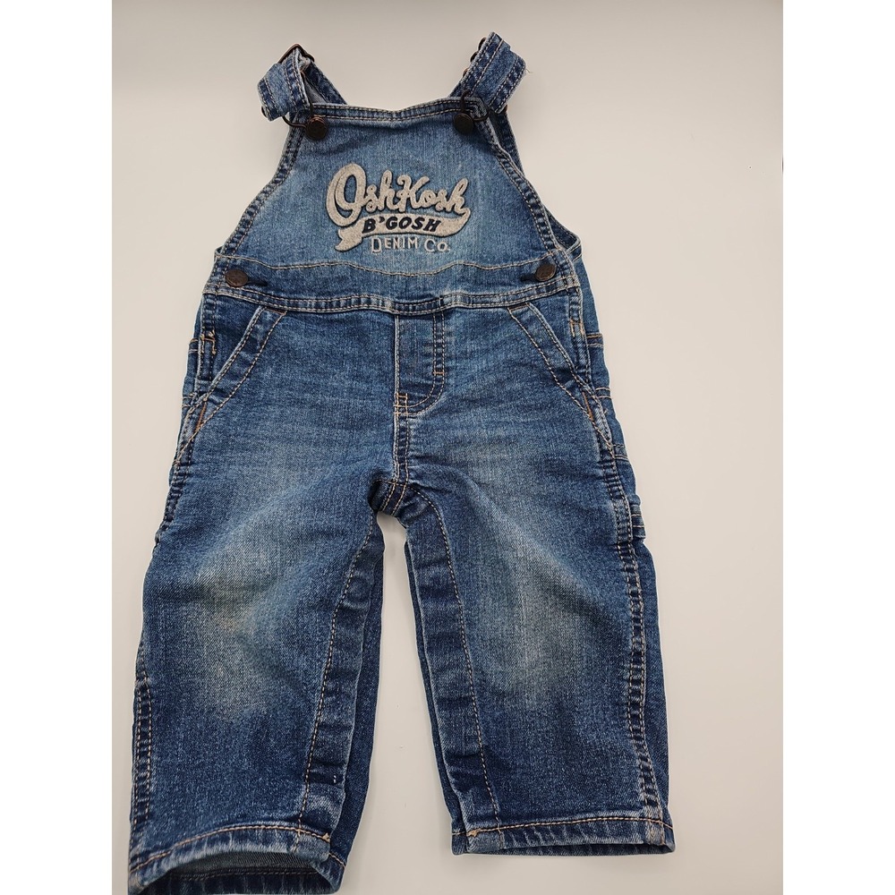 OshKosh B'gosh Vestbak Denim Overalls Baby Boys 9M Blue Bib Carpenter Jeans